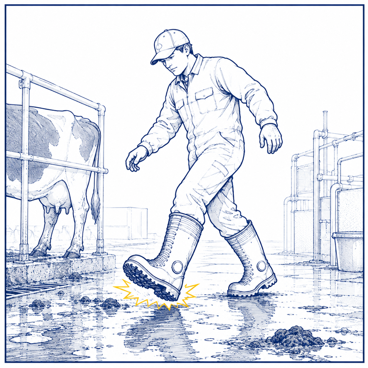 Wet and Slippery Hazards in Livestock Farming Laticínios / Pecuária
