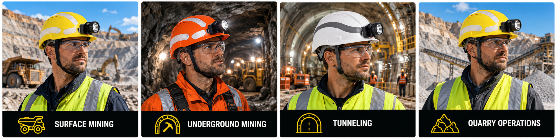 Mining & Underground Safety Helmets for Professional Operations Capacetes de segurança de mineração para operações de mineração de superfície, mineração subterrânea, abertura de túneis e pedreiras