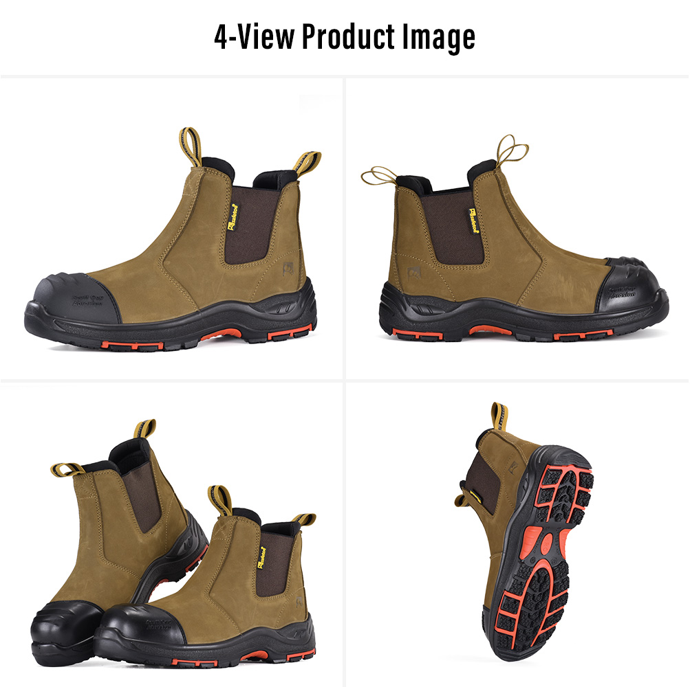 M-8025NB Composite Toe Chelsea Safety Boots Multi-View M-8025NB Botas de segurança Chelsea de couro premium com biqueira composta Multi-View