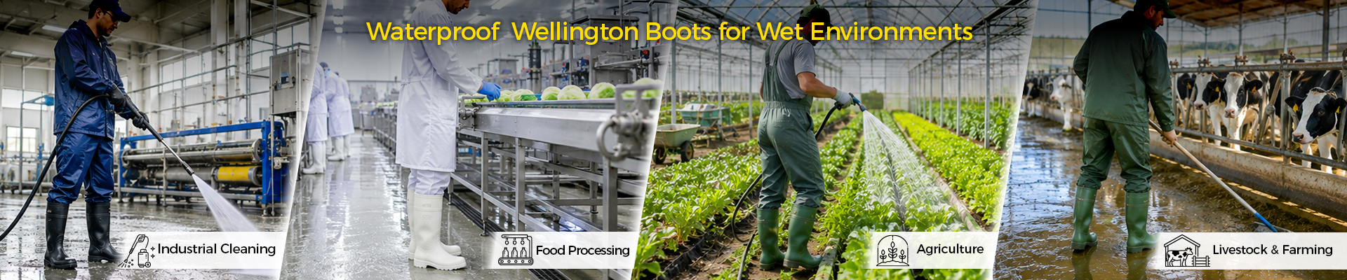 Waterproof EN ISO 20347 Occupational Wellington Boots EN ISO 20347 Botas Wellington Ocupacionais para Ambientes de Trabalho Úmidos