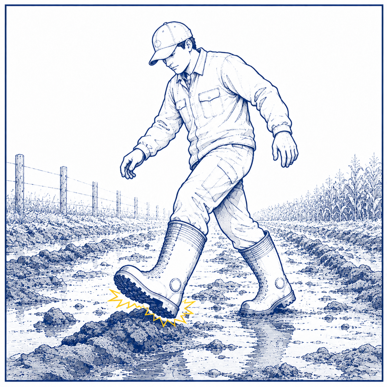 Mud and Uneven Ground Hazards in Farm Work Trabalho de campo