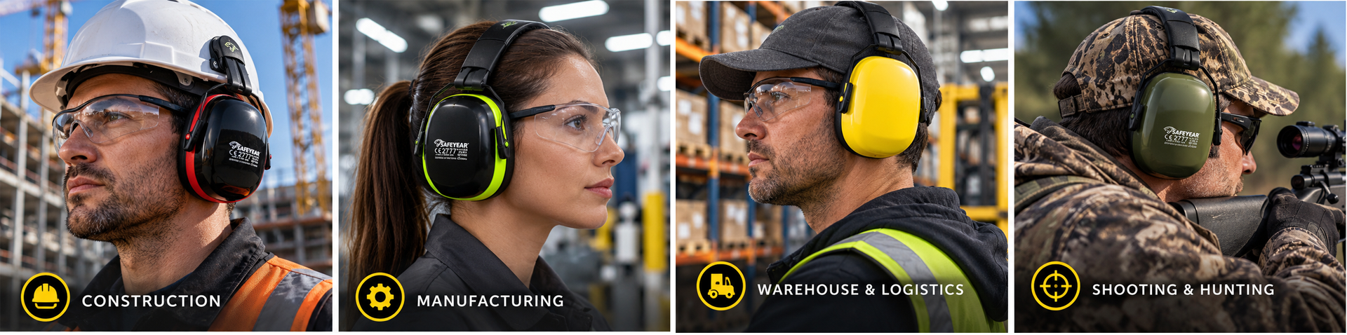 Safety Earmuffs for Industrial and Shooting Hearing Protection Protetores auriculares de segurança Safeyear para proteção auditiva de construção, fabricação, logística e tiro