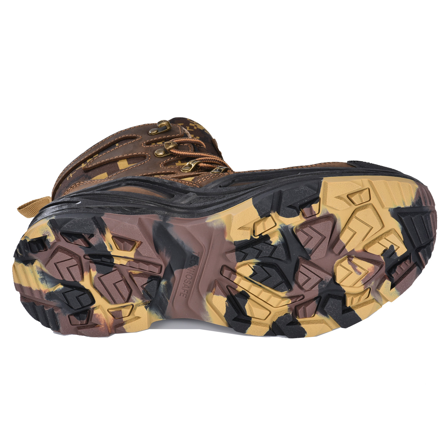 Botas de segurança sem metal resistente ao calor e ácido com design de camuflagem M-855