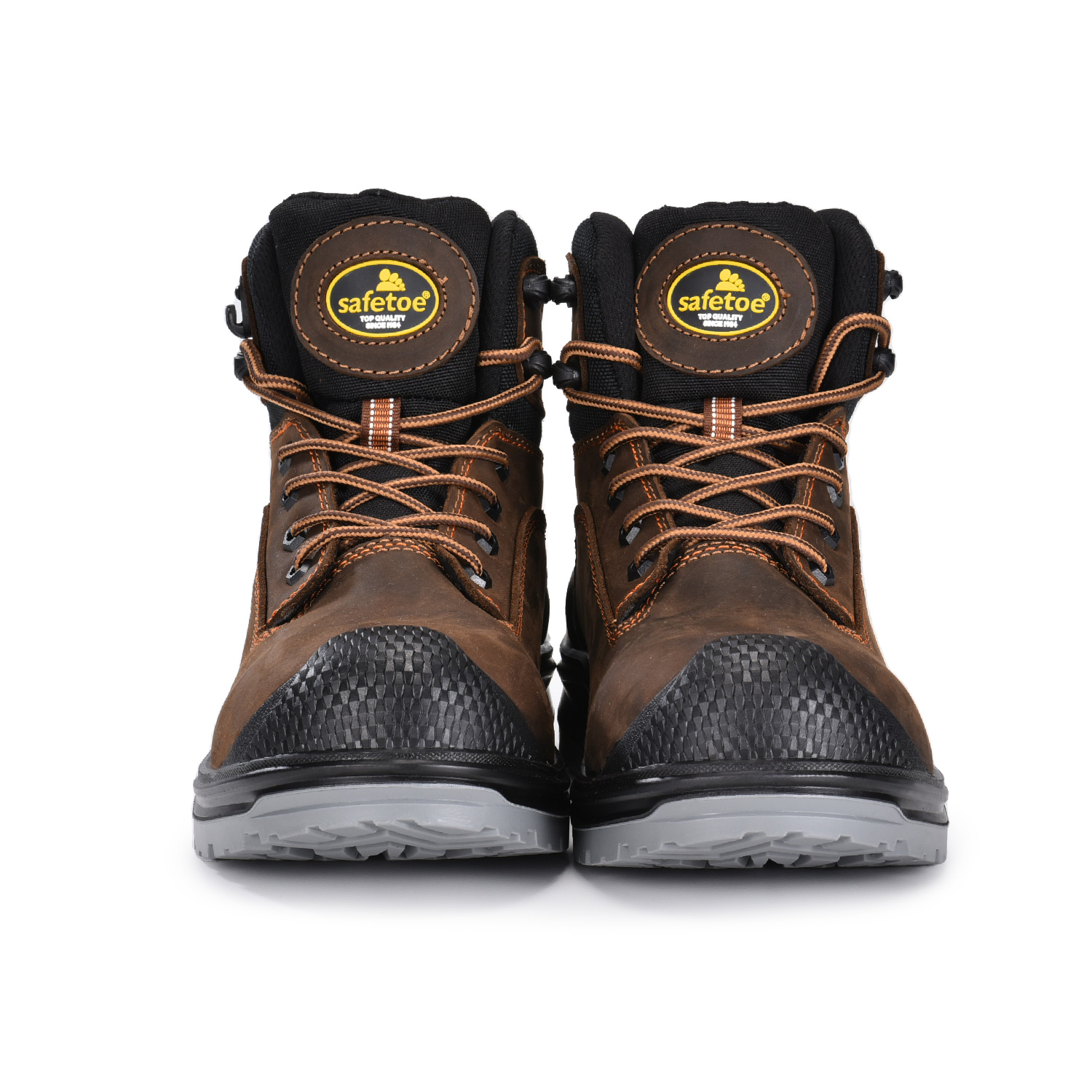 Botas de trabalho masculinas de couro nobuck de vaca oleosa marrom escuro bico composto M-8556B