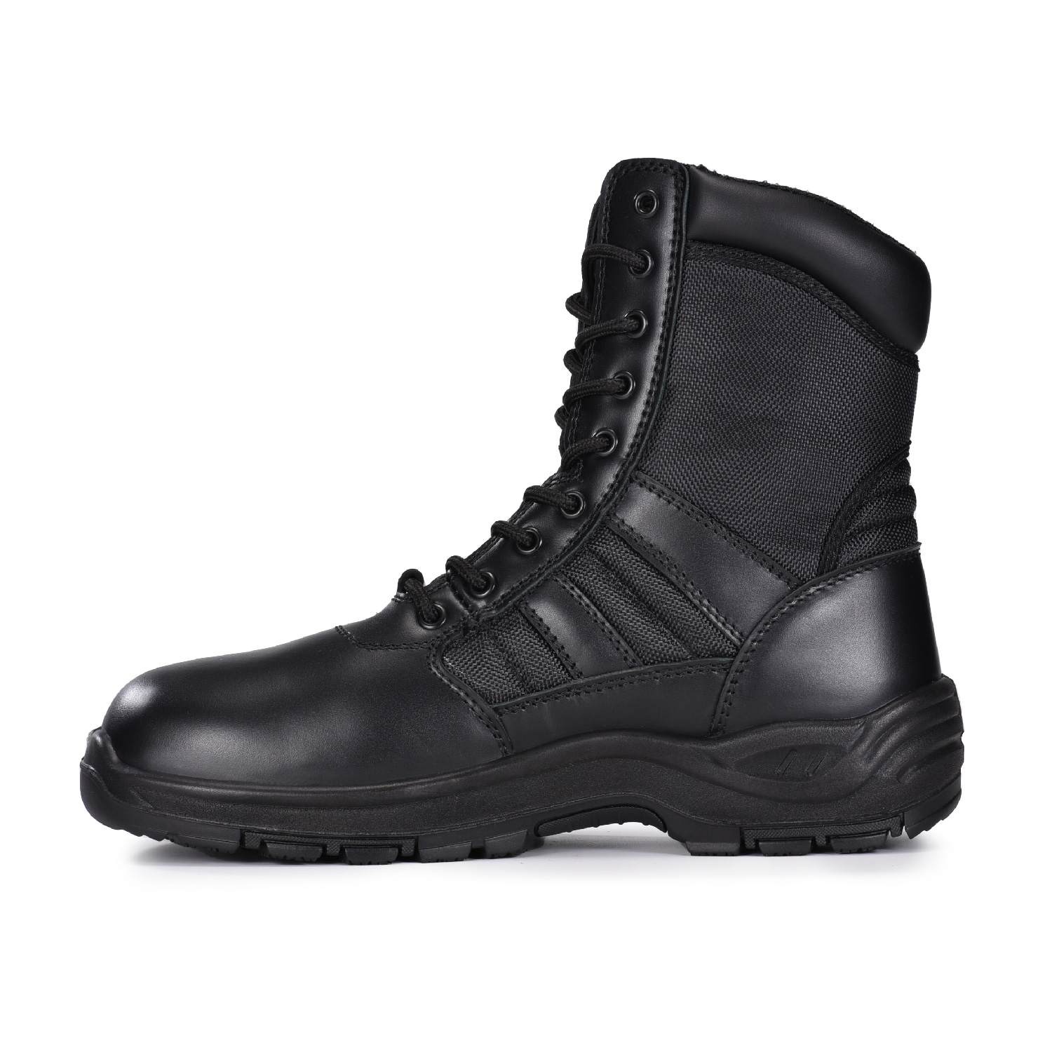 Botas de combate de couro preto de patrulha militar/exército para exterior ou segurança H-9551