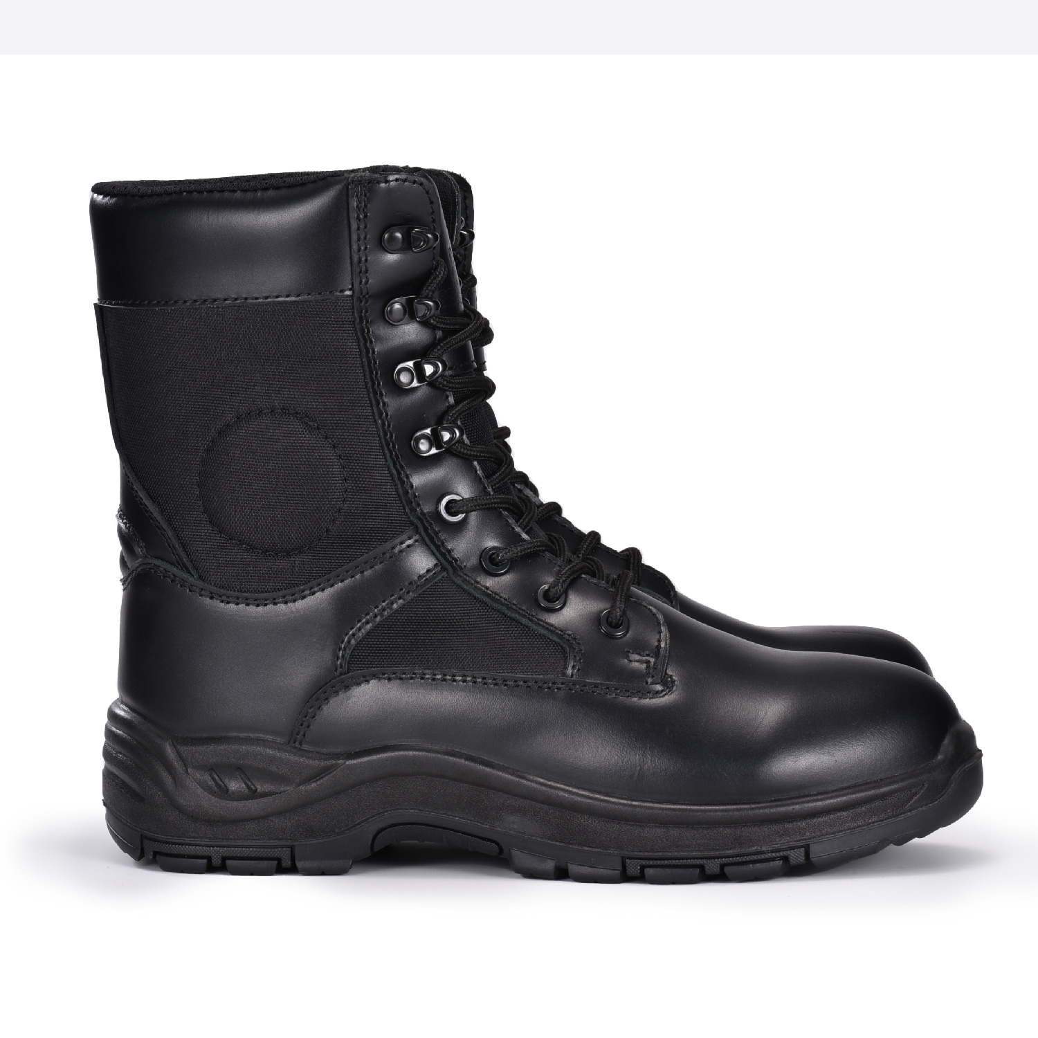 Botas masculinas de combate tático com zíper lateral e cadarço para trabalho, segurança e motocicleta H-9550