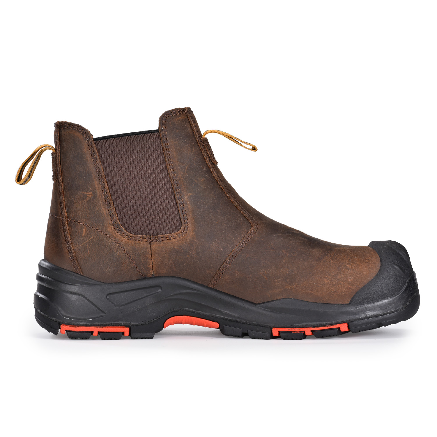 Botas de trabalho masculinas de couro composto de segurança Chelsea Dealer slip on tornozelo M-8025NBO