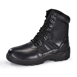 Botas de combate de couro preto de patrulha militar/exército para exterior ou segurança H-9551
