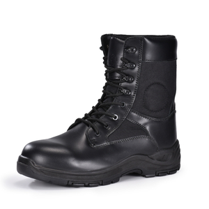 Botas masculinas de combate tático com zíper lateral e cadarço para trabalho, segurança e motocicleta H-9550