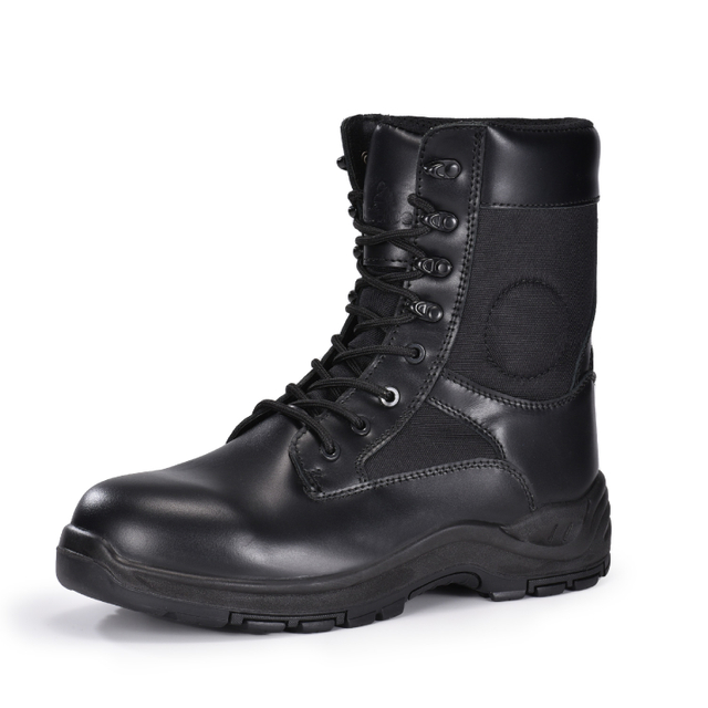 Botas masculinas de combate tático com zíper lateral e cadarço para trabalho, segurança e motocicleta H-9550