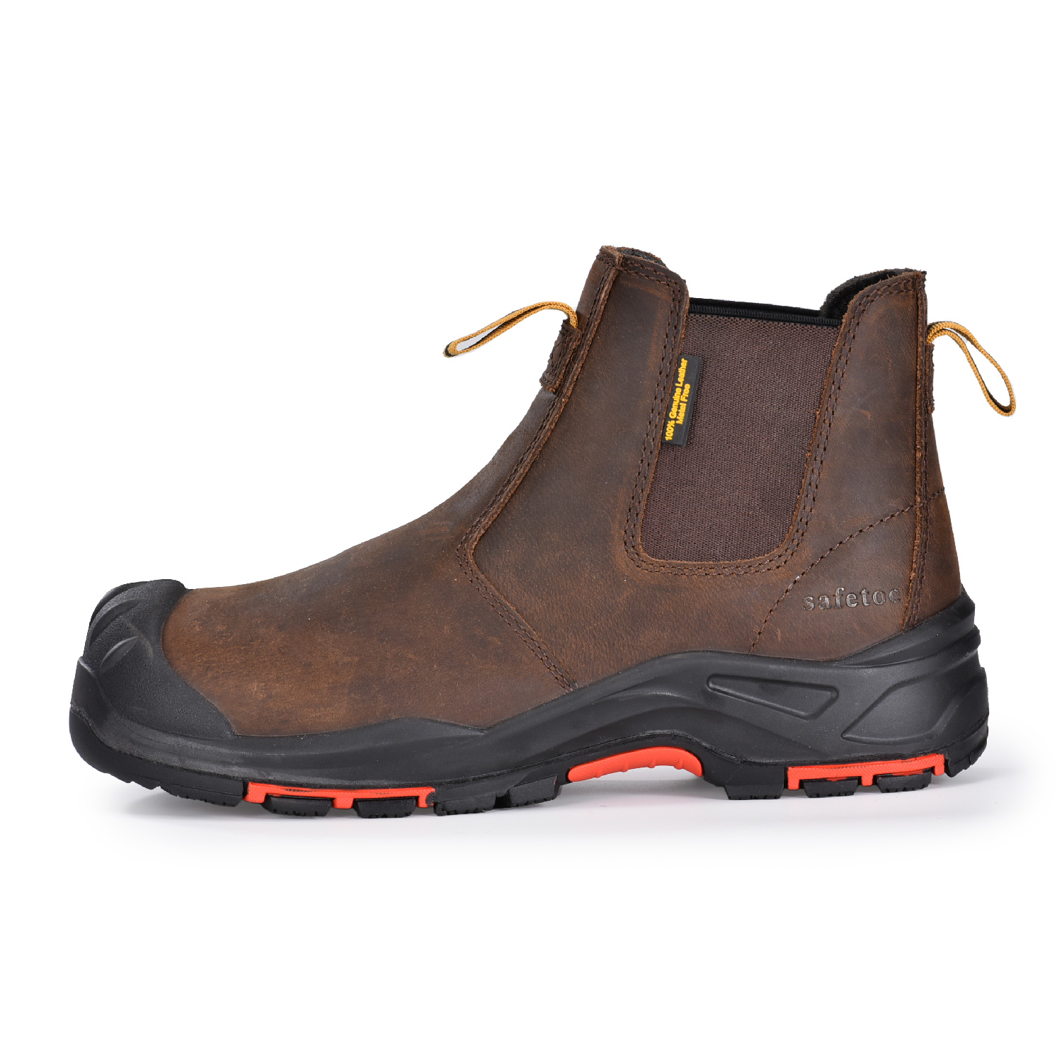 Botas de trabalho masculinas de couro composto de segurança Chelsea Dealer slip on tornozelo M-8025NBO