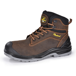 Botas de trabalho masculinas de couro nobuck de vaca oleosa marrom escuro bico composto M-8556B