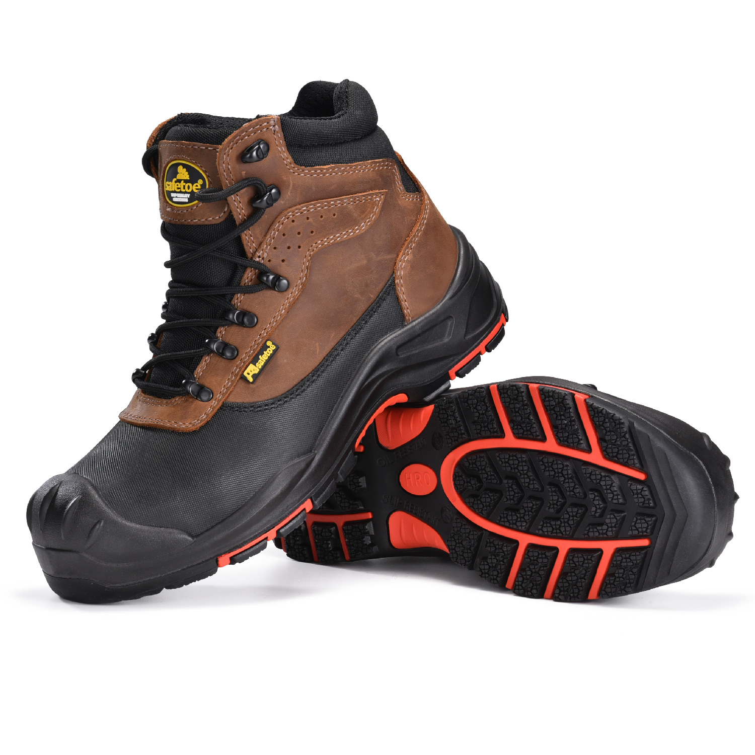 Botas de trabalho mais confortáveis ​​e resistentes ao deslizamento de couro Nubuck com biqueira composta para homens M-8562