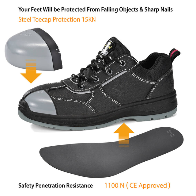 Sapatos de segurança de trabalho femininos com biqueira de aço antiderrapante para mulheres | L-7508W GraceGuard 