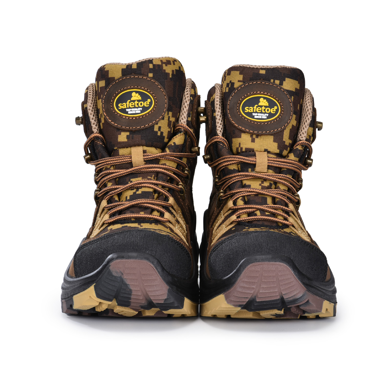 Botas de segurança sem metal resistente ao calor e ácido com design de camuflagem M-855