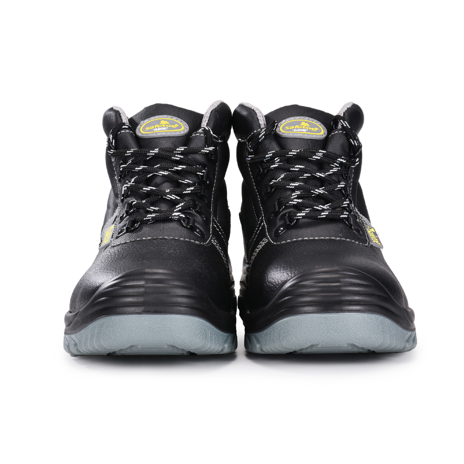 Botas de segurança com biqueira de aço resistente a óleo de couro de vaca preta para homens M-8520