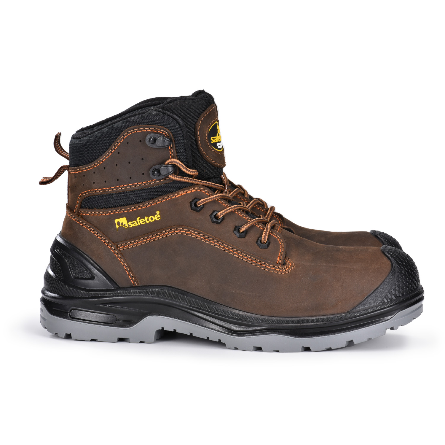 Botas de trabalho masculinas de couro nobuck de vaca oleosa marrom escuro bico composto M-8556B