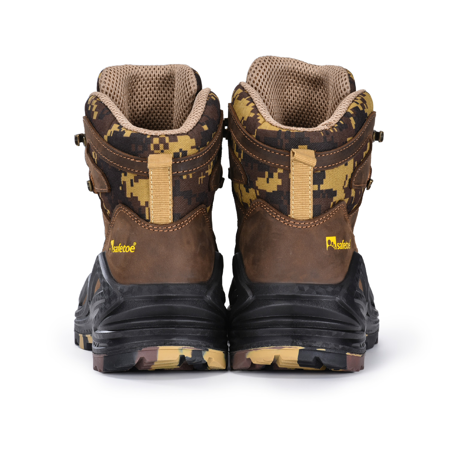 Botas de segurança sem metal resistente ao calor e ácido com design de camuflagem M-855