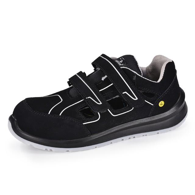 Sapato de trabalho de segurança sandália masculina de couro leve com biqueira composta S1P L-7518B cinza