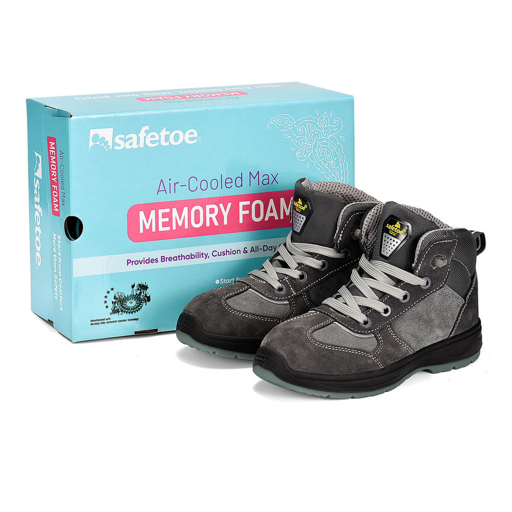 Botas femininas com biqueira de aço e melhores botas de trabalho de segurança para mulheres M-8516W camurça