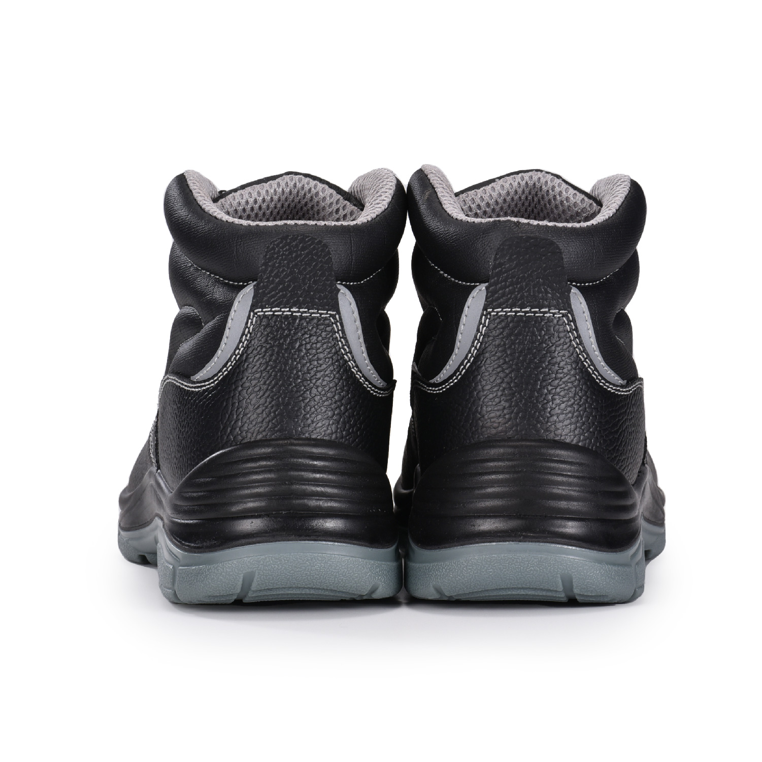 Botas de segurança com biqueira de aço resistente a óleo de couro de vaca preta para homens M-8520