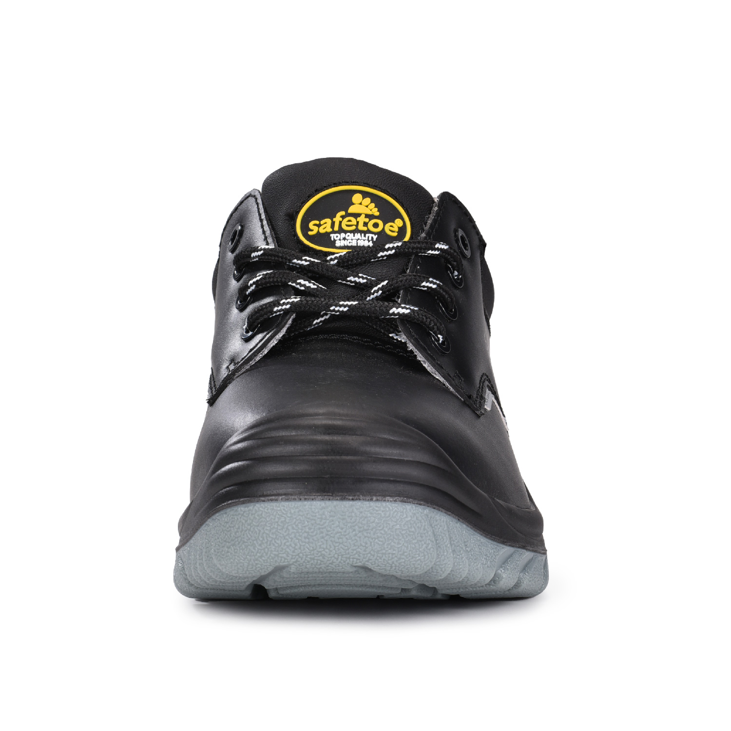 Sapatos de trabalho de couro liso S3 com biqueira de aço e placa de entressola de aço L-7163 liso