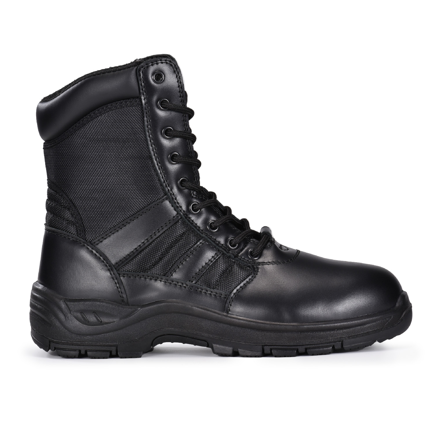 Botas de combate de couro preto de patrulha militar/exército para exterior ou segurança H-9551