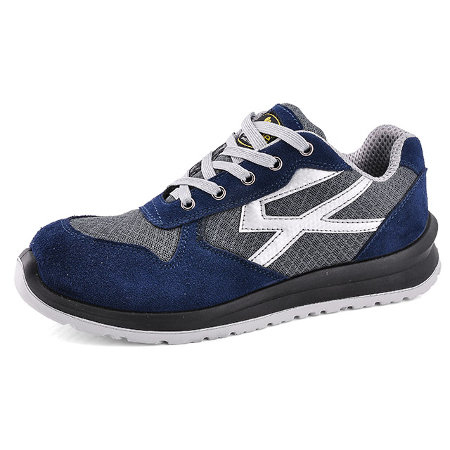 Sapatos de segurança de camurça respirável L-7328 azul