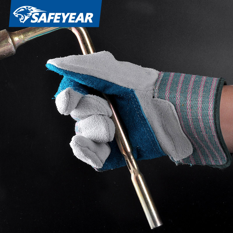 Luvas de couro para construção civil FL-1015 azul