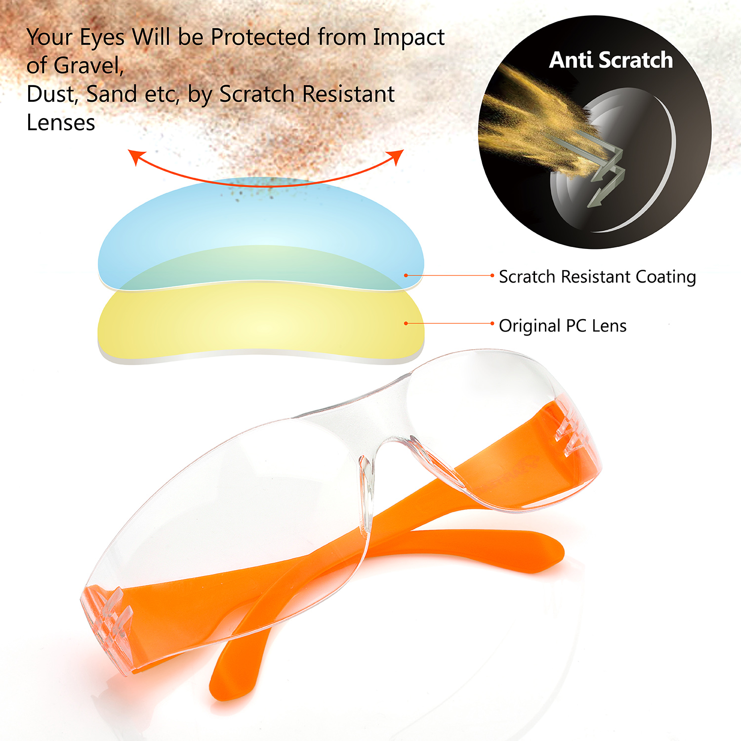 Óculos de Proteção para os Olhos SG001 Laranja