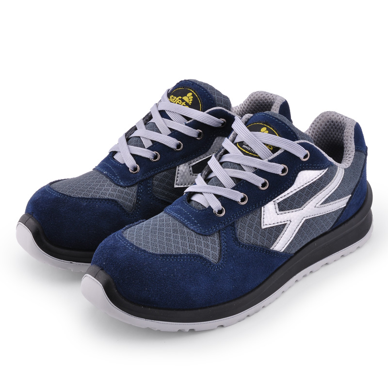 Sapatos de segurança de camurça respirável L-7328 azul