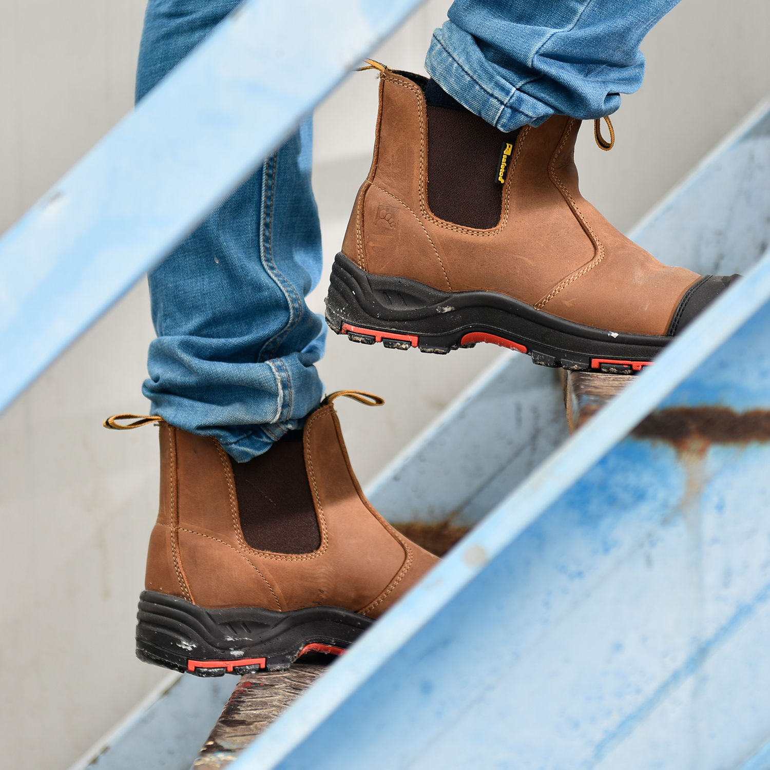 Botas de segurança de couro sintético anti-choque prontas para uso