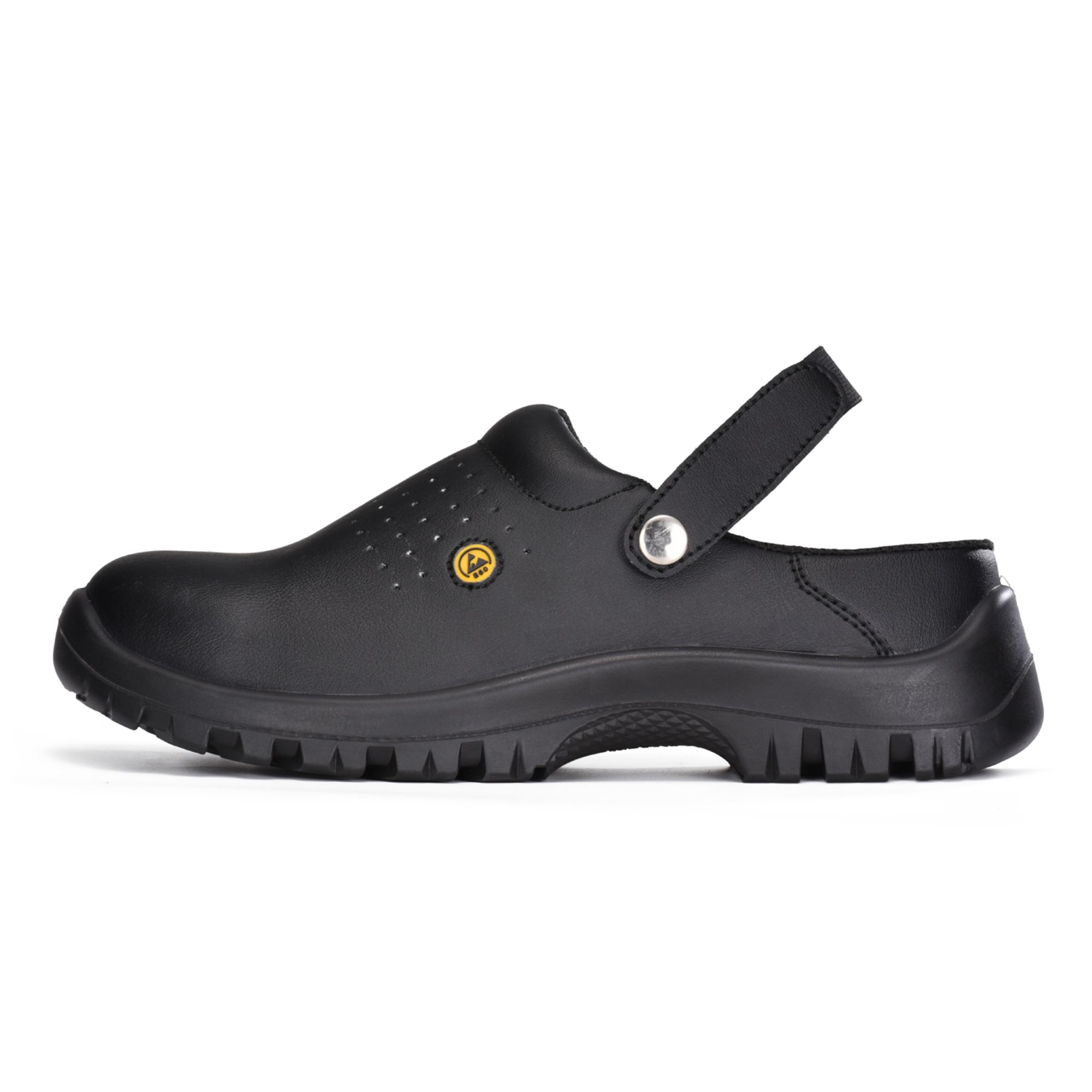 Sapatos de trabalho para cozinha com biqueira de aço para chef da indústria alimentícia CleanShield SB | L-7096BK
