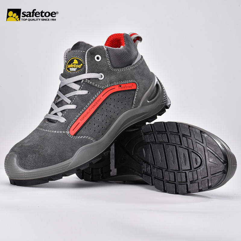 Botas de trabalho de camurça de vaca S1P M-8377 cinza