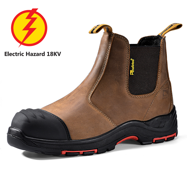 Botas de trabalho femininas leves de couro com cadarço com isolamento na biqueira composta Chelsea 