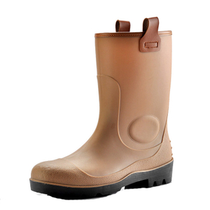 Botas de chuva de goma de segurança W-6037 marrom