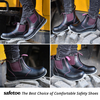 Safetoe Botas de segurança femininas Chelsea Slip-On | Passeio Lunar M-8025FM