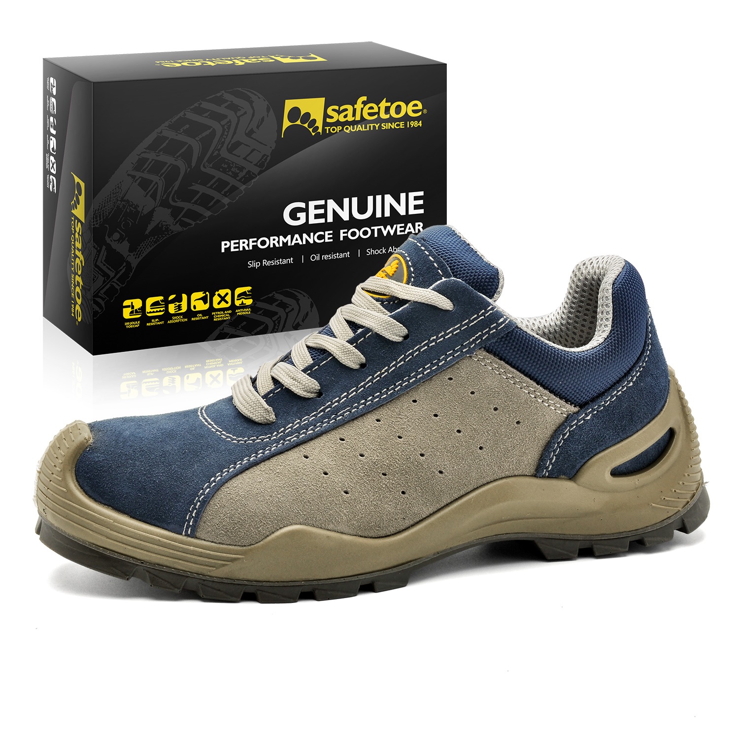 Sapatos de segurança de couro de vaca S1P L-7295