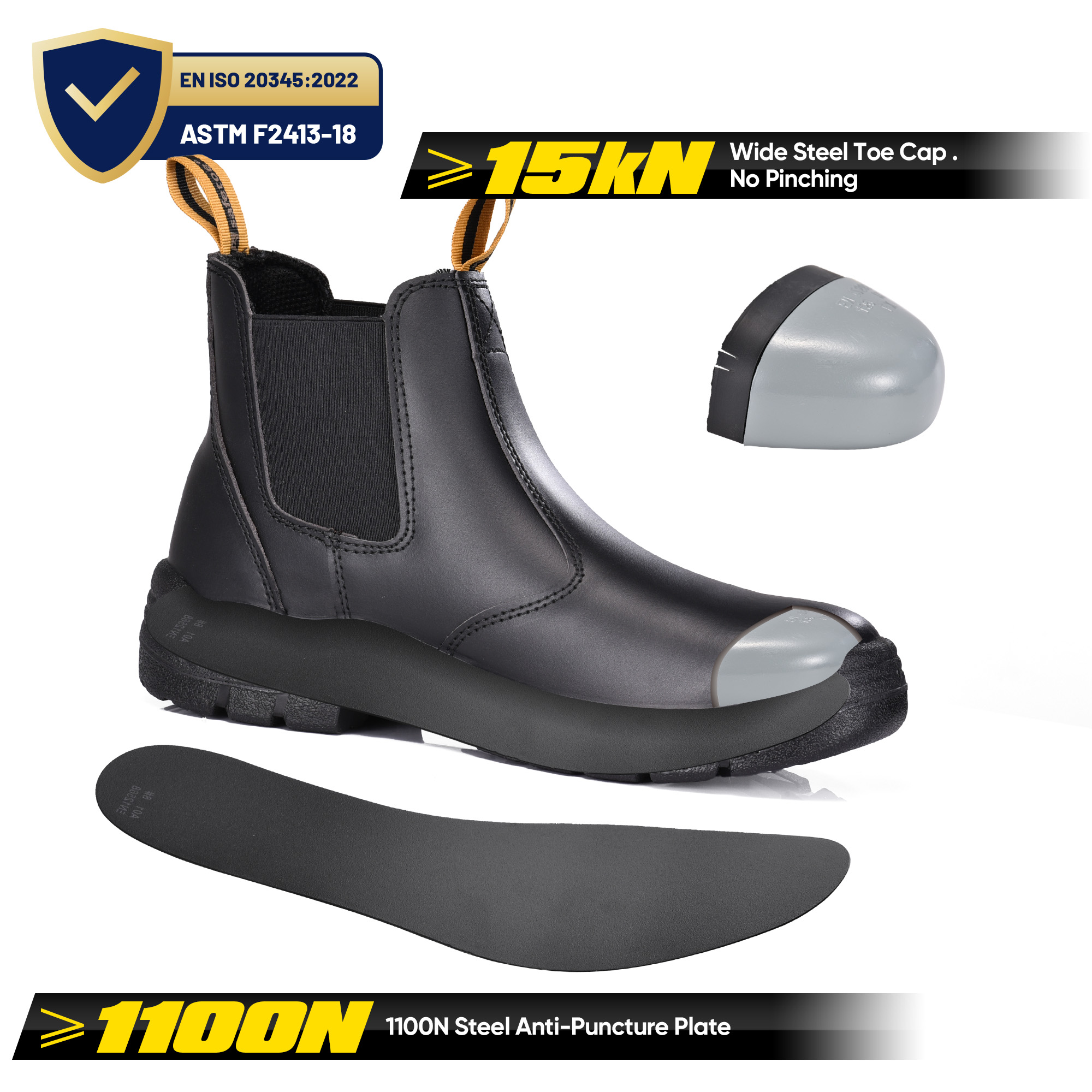 Botas de segurança certificadas pela CSA com triângulo verde | Botas de trabalho com biqueira de aço M-8025