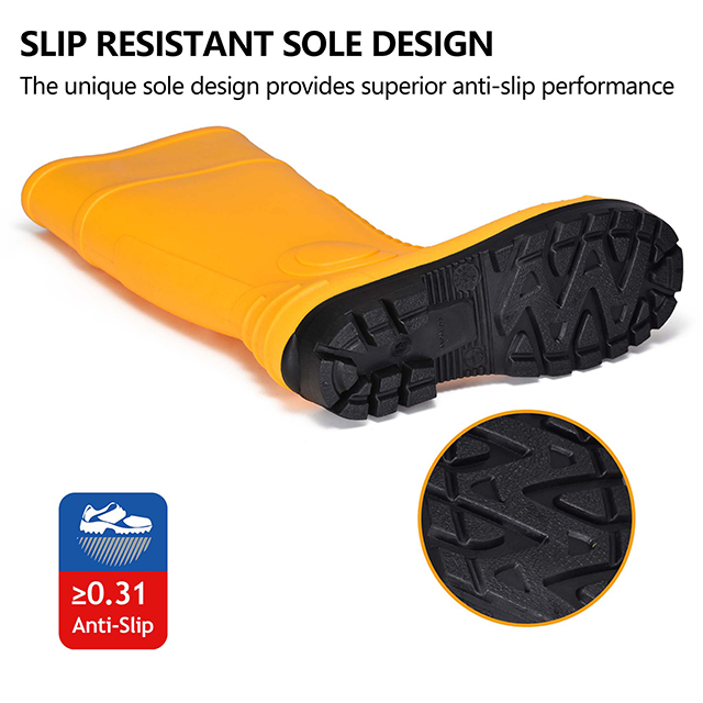 Botas Wellington de segurança com biqueira de aço em PVC - Botas de trabalho industrial à prova d'água para projetos de mineração W-6055YE