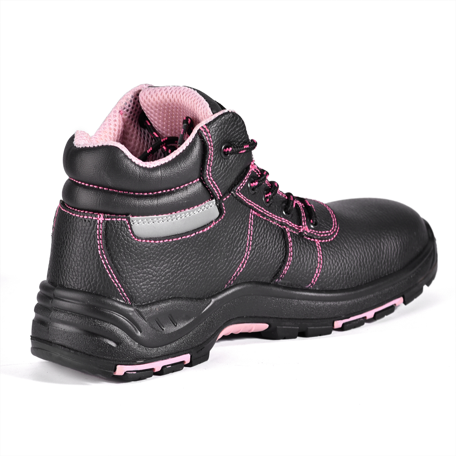 Botas de trabalho femininas com biqueira de aço M-8183 rosa