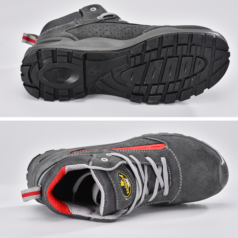 Botas de trabalho de camurça de vaca S1P M-8377 cinza