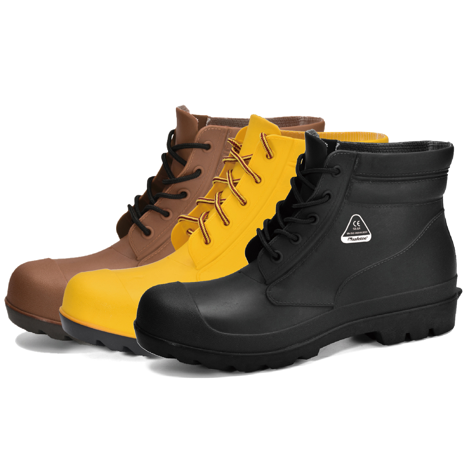 Botas de chuva baixas masculinas W-6050 Brown SteelGuarder