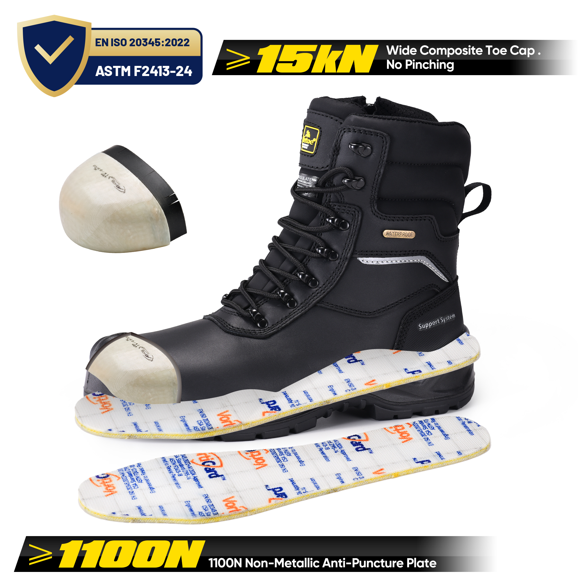 Botas de segurança IceGrip Extreme Cold com isolamento de 400g e zíper à prova d'água | H-9552 IceGrip