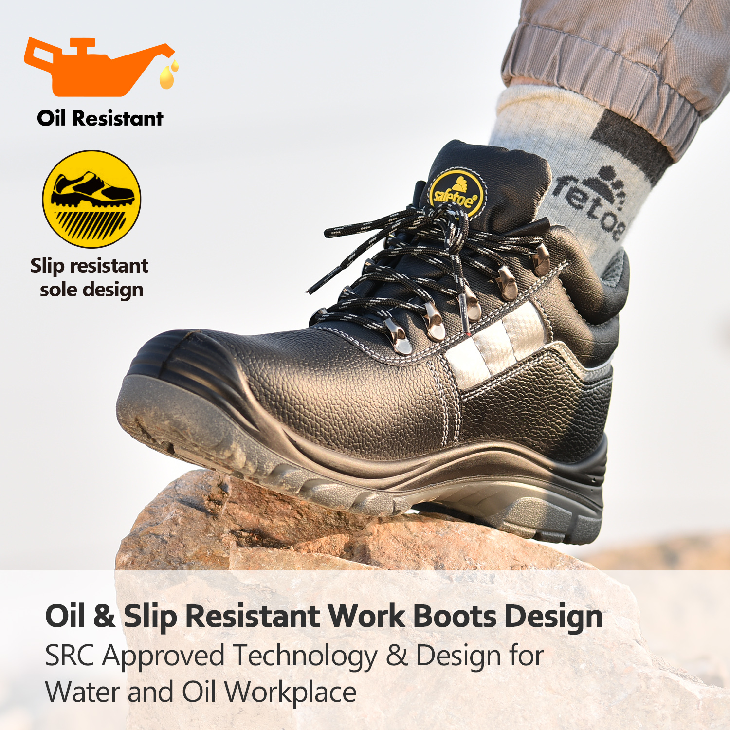 Botas pretas de trabalho de proteção Site