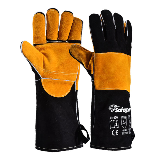 Luvas de trabalho de soldagem resistentes ao calor FL-1023 pretas