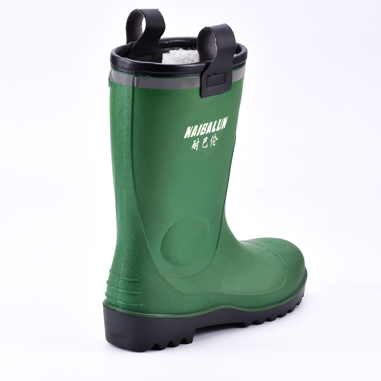 Botas de chuva forro de pele W-6037 verde baixo