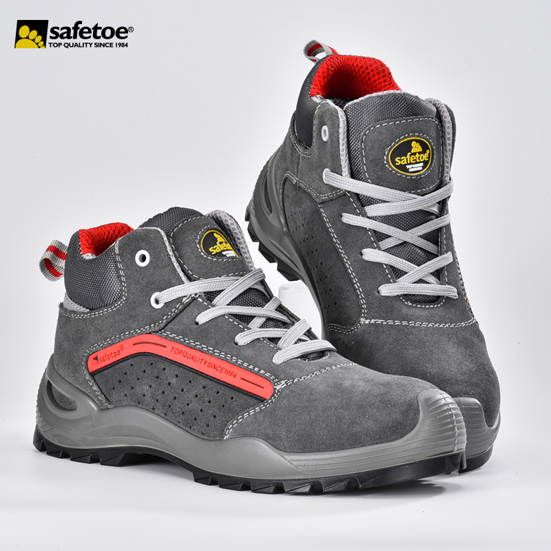 Botas de trabalho de camurça de vaca S1P M-8377 cinza