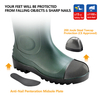 Gumboots de segurança S5 – Botas de PVC com biqueira de aço impermeável W-6037 Verde
