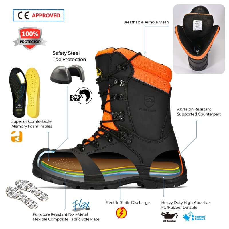 Botas de segurança para motosserra de couro antiabrasão LMZ9051088
